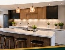 Renovated modern kitchen with island bench