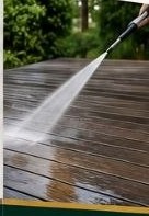 Pressure washing a timber deck